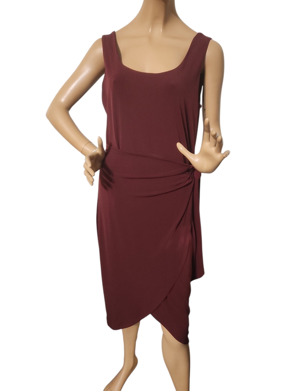 Express Sleeveless Maroon Draped Knot Midi Dress M